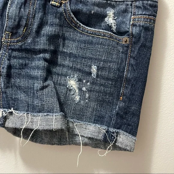 American Eagle Distressed Frayed Summer Denim Jean Shorts Size 0 - Picture 4 of 7